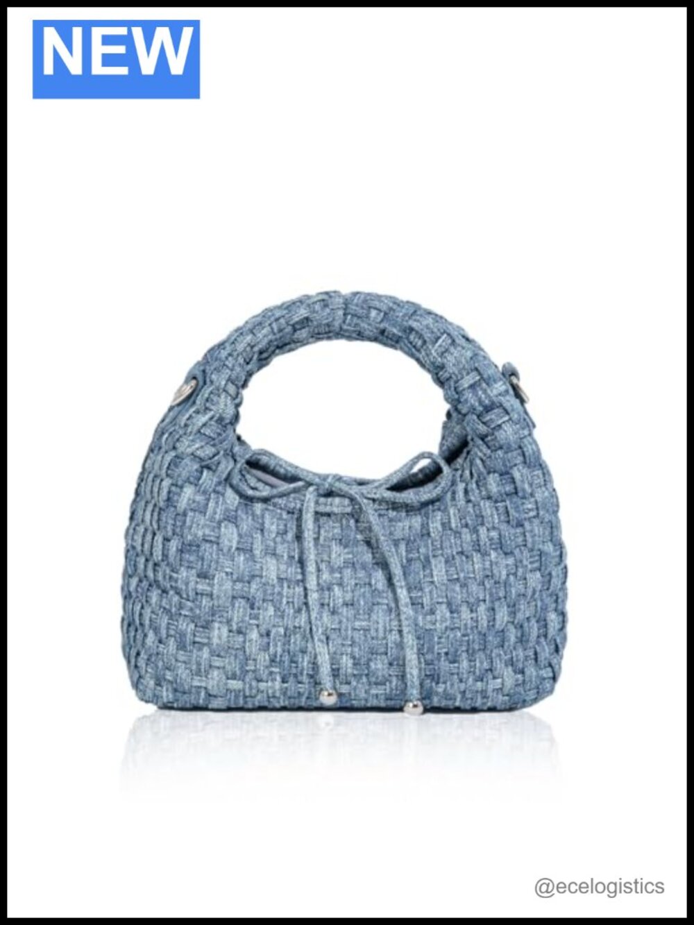 Vegan Leather Woven Tote Shoulder Bag Mini Cute Knit Handbag